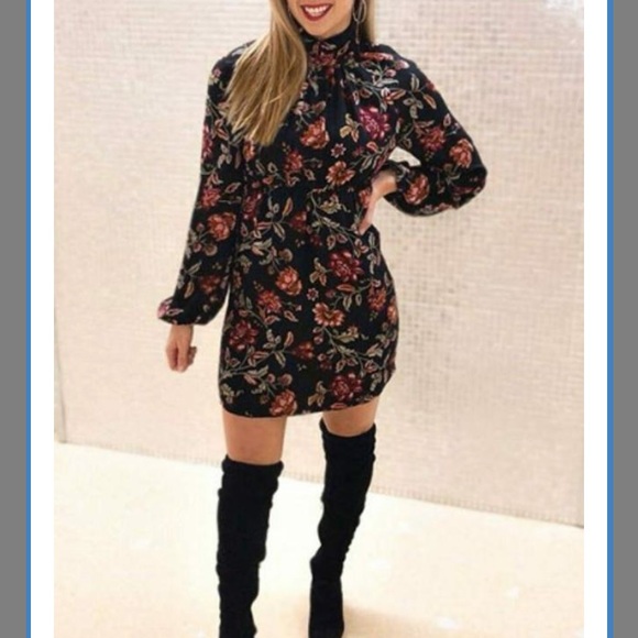 A.L.C. Nadia mock neck floral silk dress - Picture 13 of 14